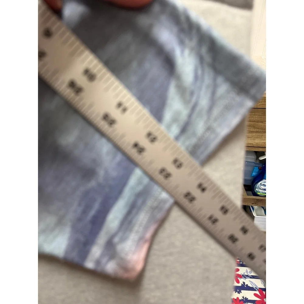 CJ Banks Abstract Marble Top Women 3X Blue Multi Excellent 3/4 Sleeve Knit